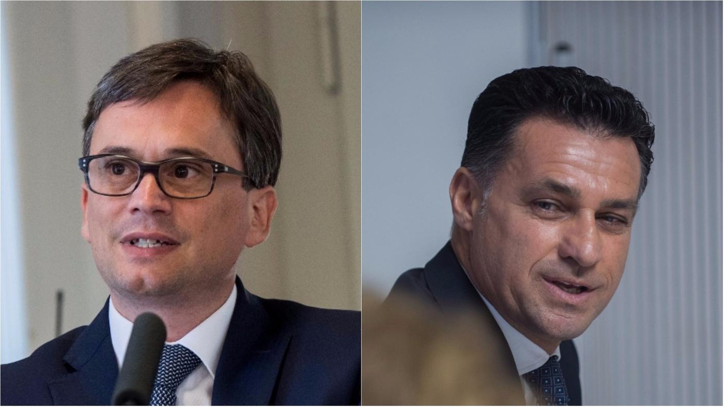 Il ministro Christian Vitta e il responsabile di UBS Ticino Luca Pedrotti