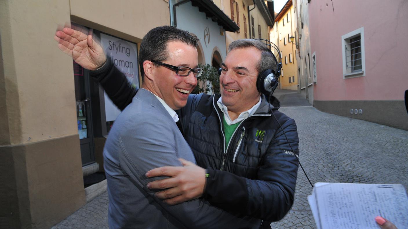 Marco Romano e Carlo Croci nel giorno della vittoria alle elezioni del 10 aprile 2016