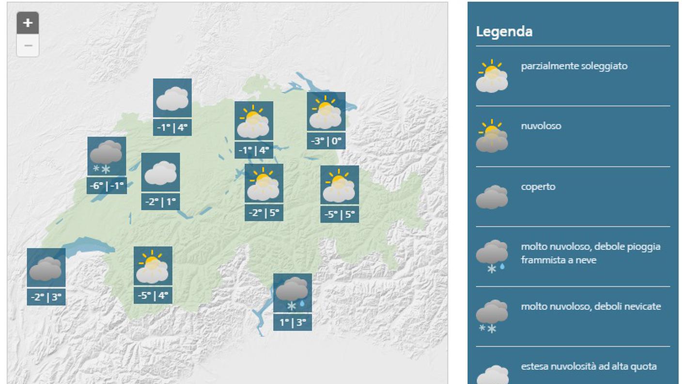 Le previsioni di MeteoSvizzera