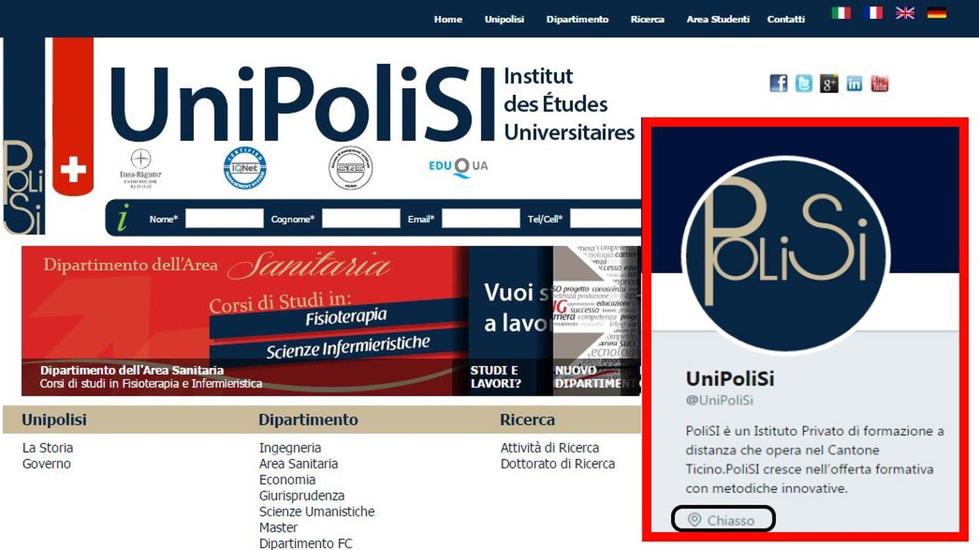 Unipolisi su Twitter si presenta quale istituto ticinese