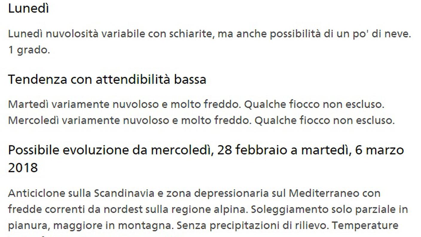 Le previsioni meteo dei prossimi giorni