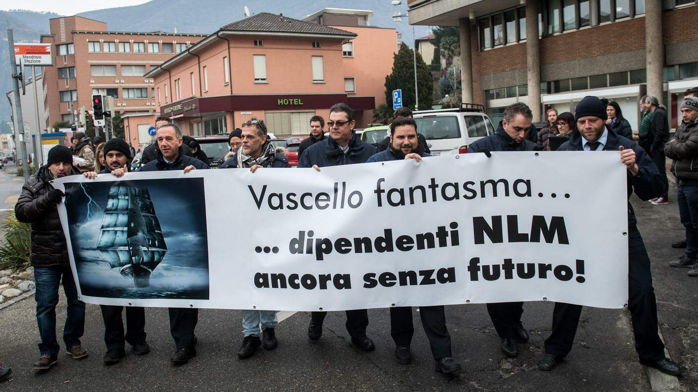 Protesta dipendenti NLM Navigazione Lago Maggiore a Mendrisio