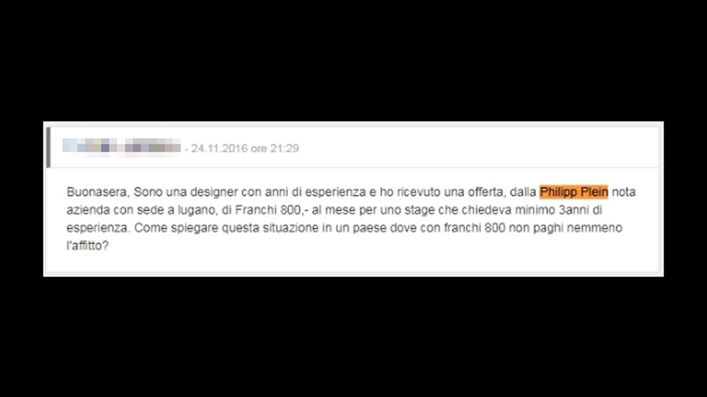 Uno dei commenti lasciati nel Forum di Falò in relazione alla puntata "Luci e ombre della moda"