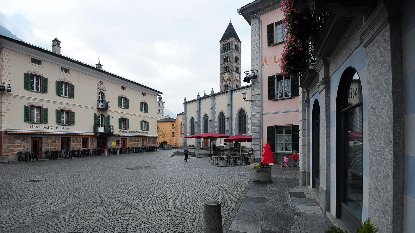 La piazza principale di Poschiavo