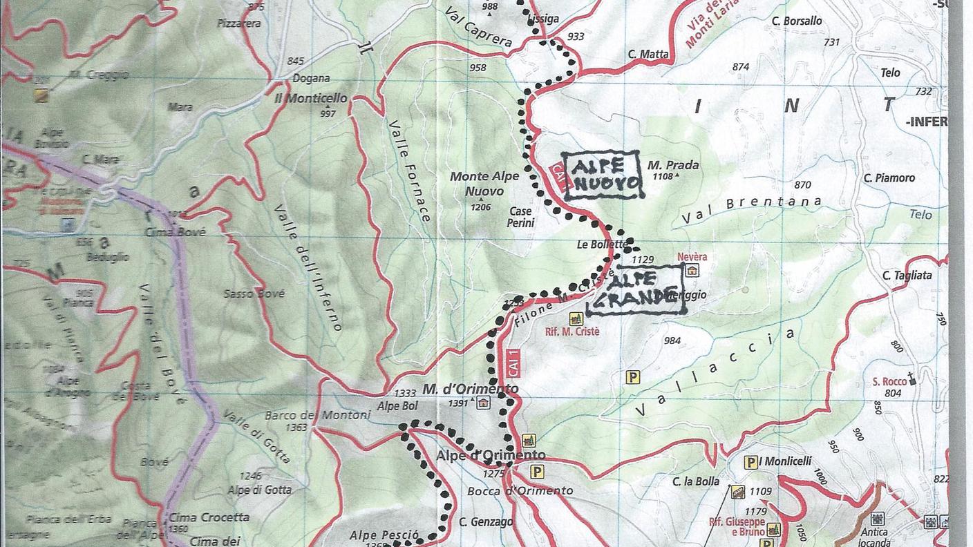 La cartina dettagliata del tracciato della transumanza dei Bisbini (clicca per ingrandire)