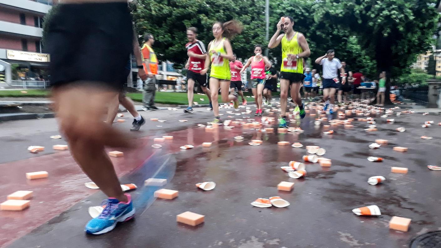 Un momento della corsa di 10 km city run