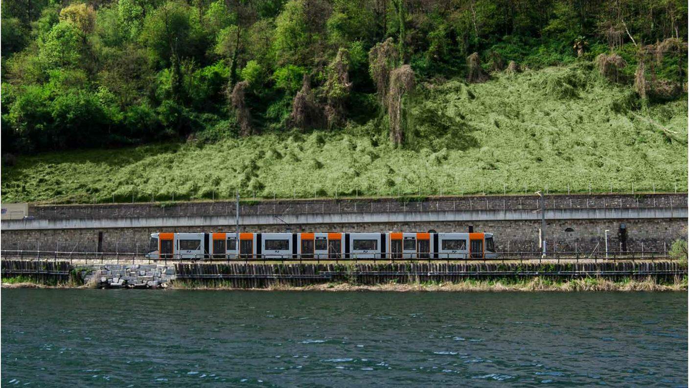 Un rendering di come saranno i futuri convogli attivi sulla tratta Lugano-Ponte Tresa