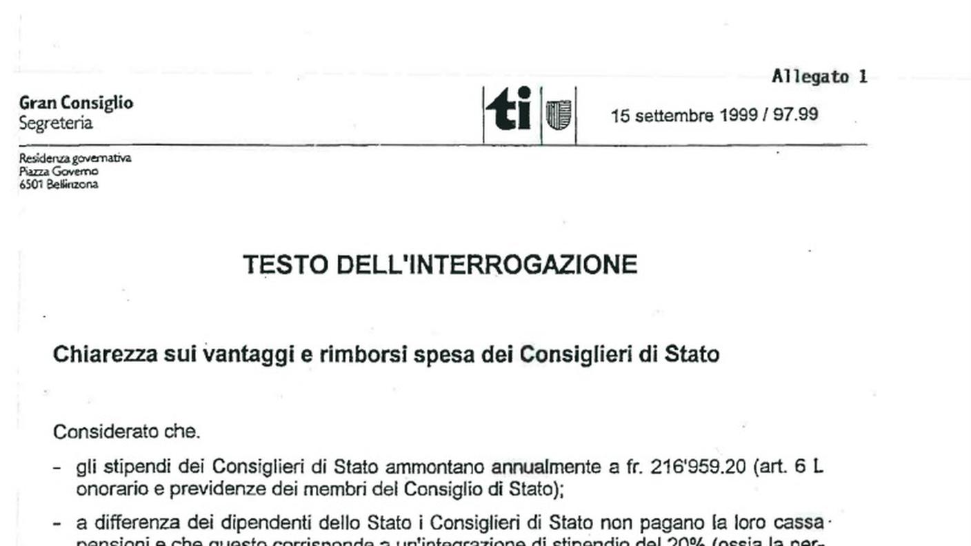 L'interrogazione al CdS del 1999