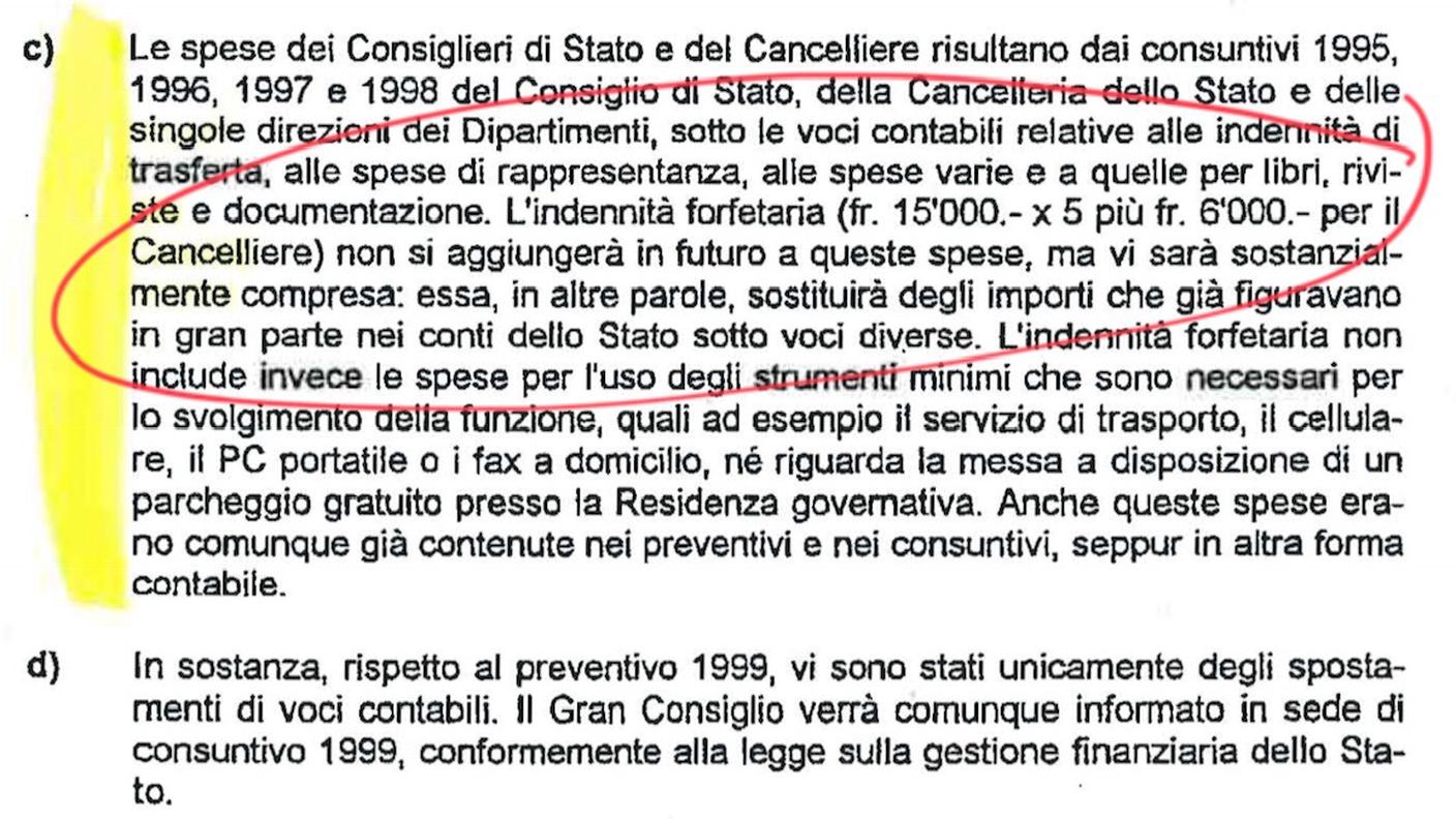 Uno stralcio della risposta del Governo