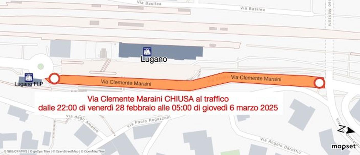 Il tratto di via Maraini interessato dalla chiusura