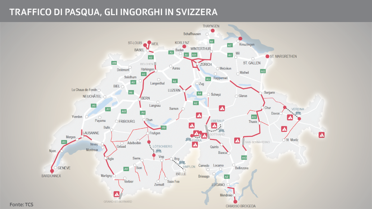 La mappa del traffico in Svizzera