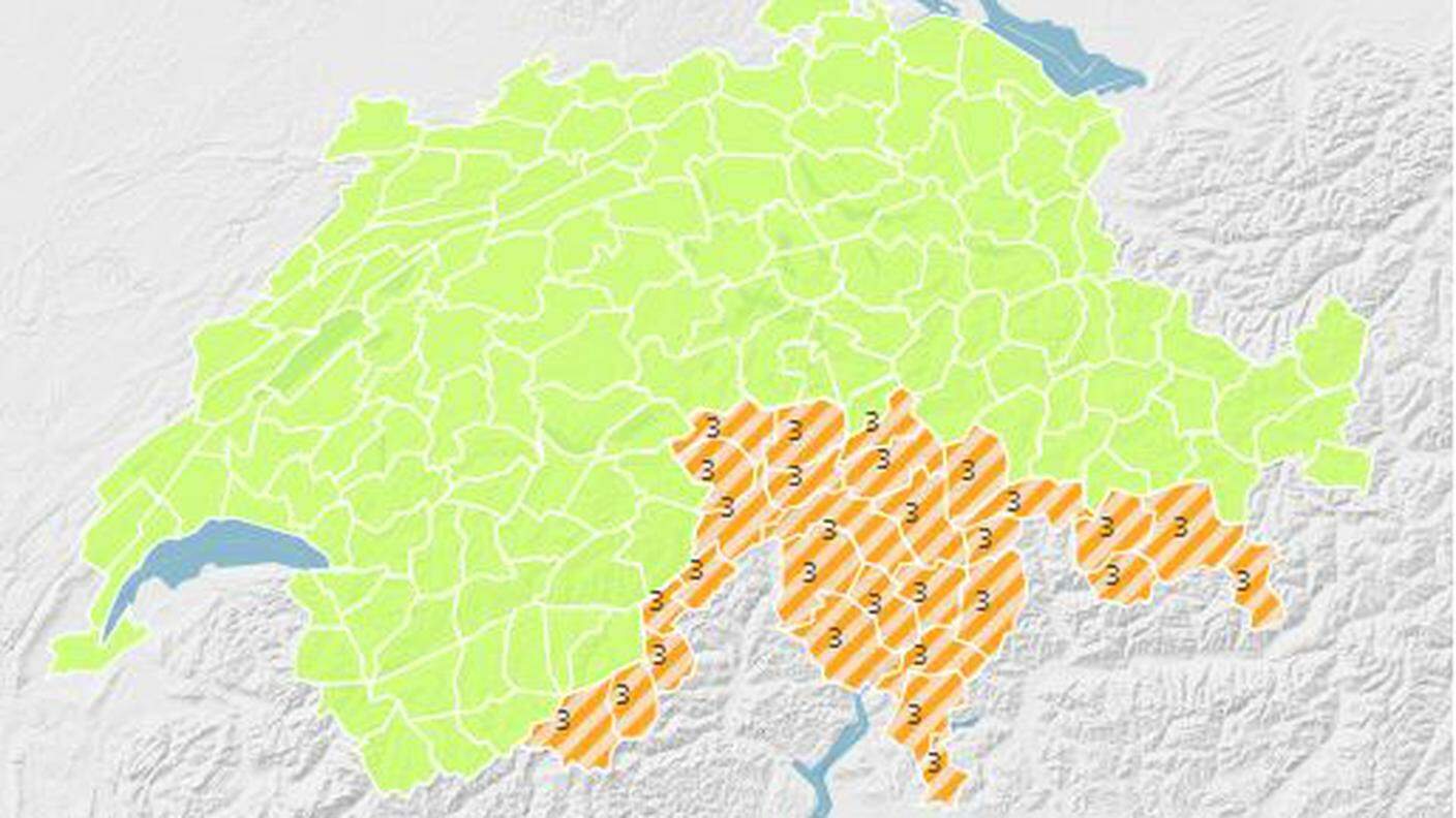 L'allerta tocca tutta la Svizzera sud alpina ma anche alcune regioni settentrionali