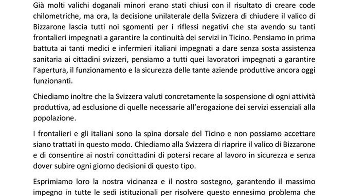 La lettera dei sindaci dell'Olgiatese