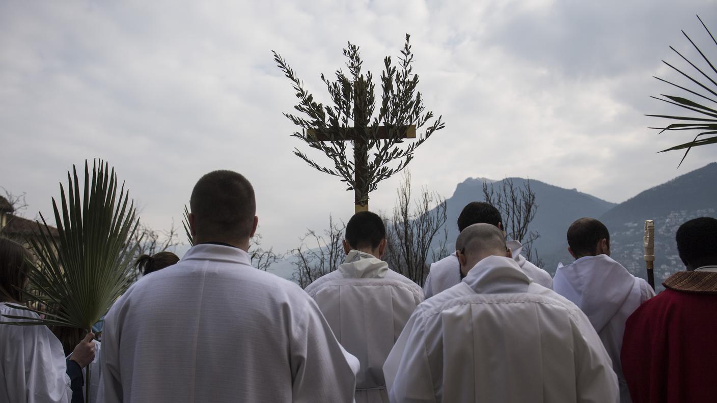 Un momento della processione per la Domenica delle Palme 2018 a Lugano