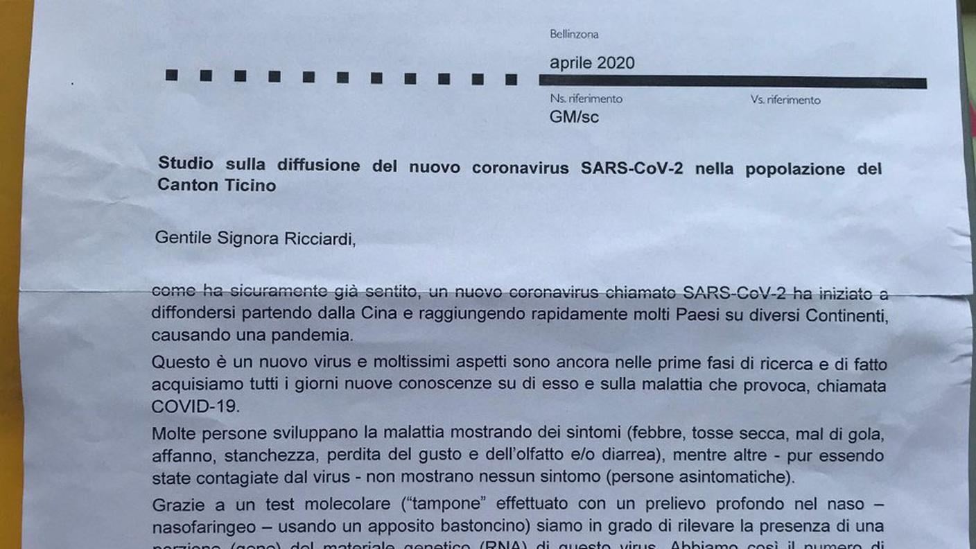 Lettera di Giorgio Merlani a 1'500 ticinesi