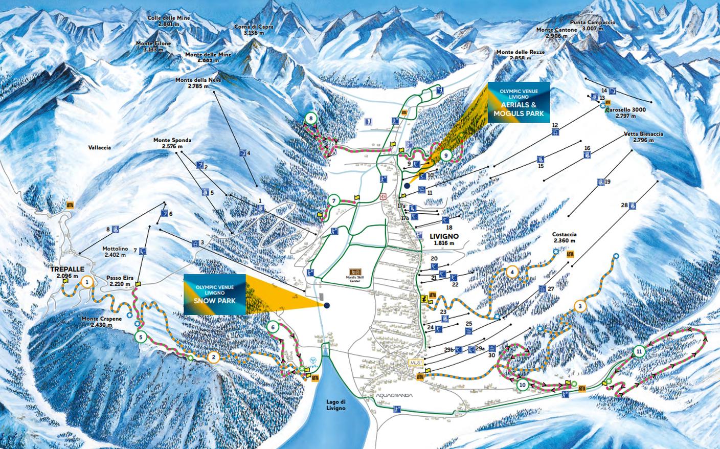 La mappa della Livigno olimpica