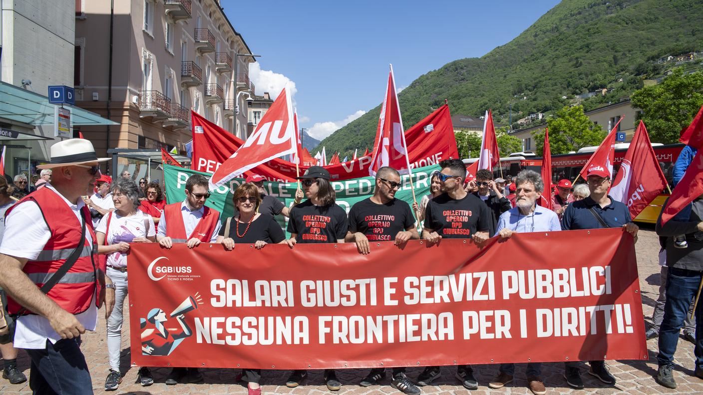 Foto d'archivio della manifestazione per il primo maggio 2025 a Bellinzona