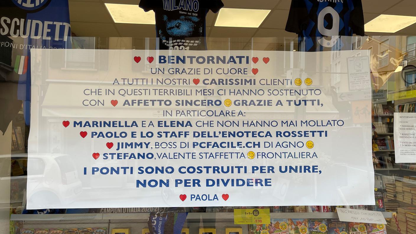 Il bentornati di un negozio di Ponte Tresa