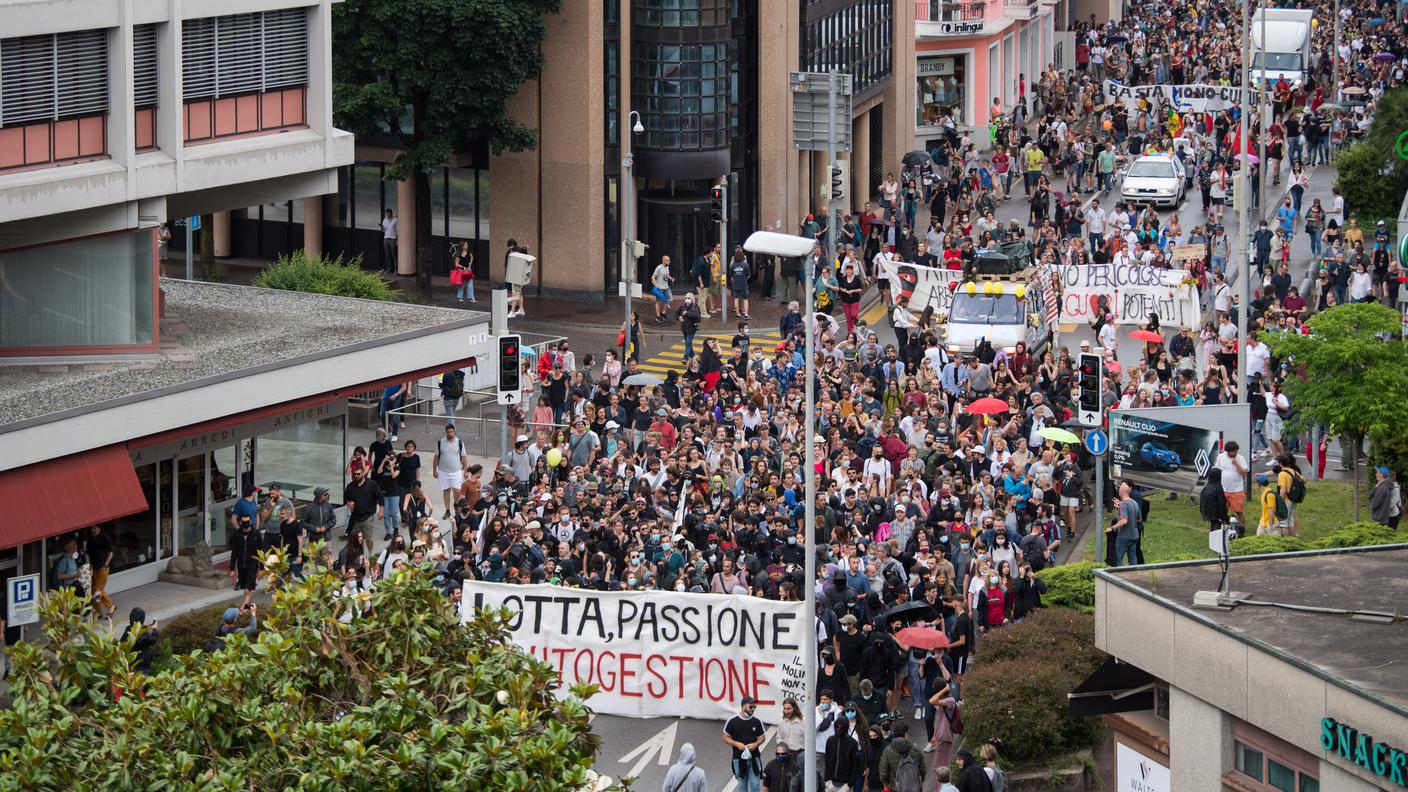 Un'immagine scattata durante la manifestazione del 05 giugno