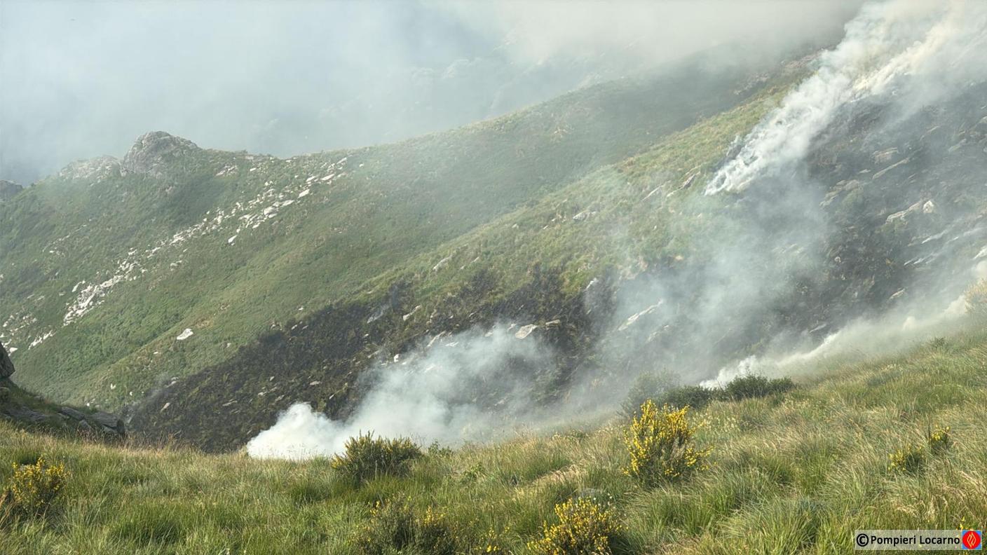 Il fuoco dal bosco ha raggiunto i prati sulla montagna