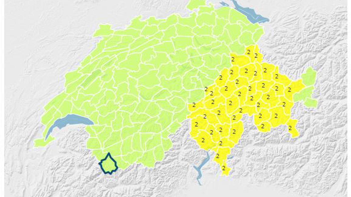 Grado di allerta 2 per le previste piogge per tutto il Ticino