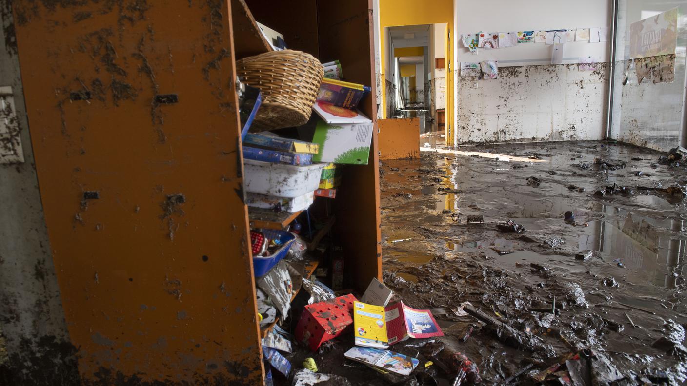 La scuola dell'infanzia Palasio a Giubiasco dopo la colata di fango