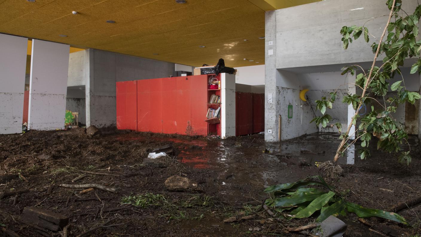 La scuola dell'infanzia Palasio a Giubiasco dopo la colata di fango