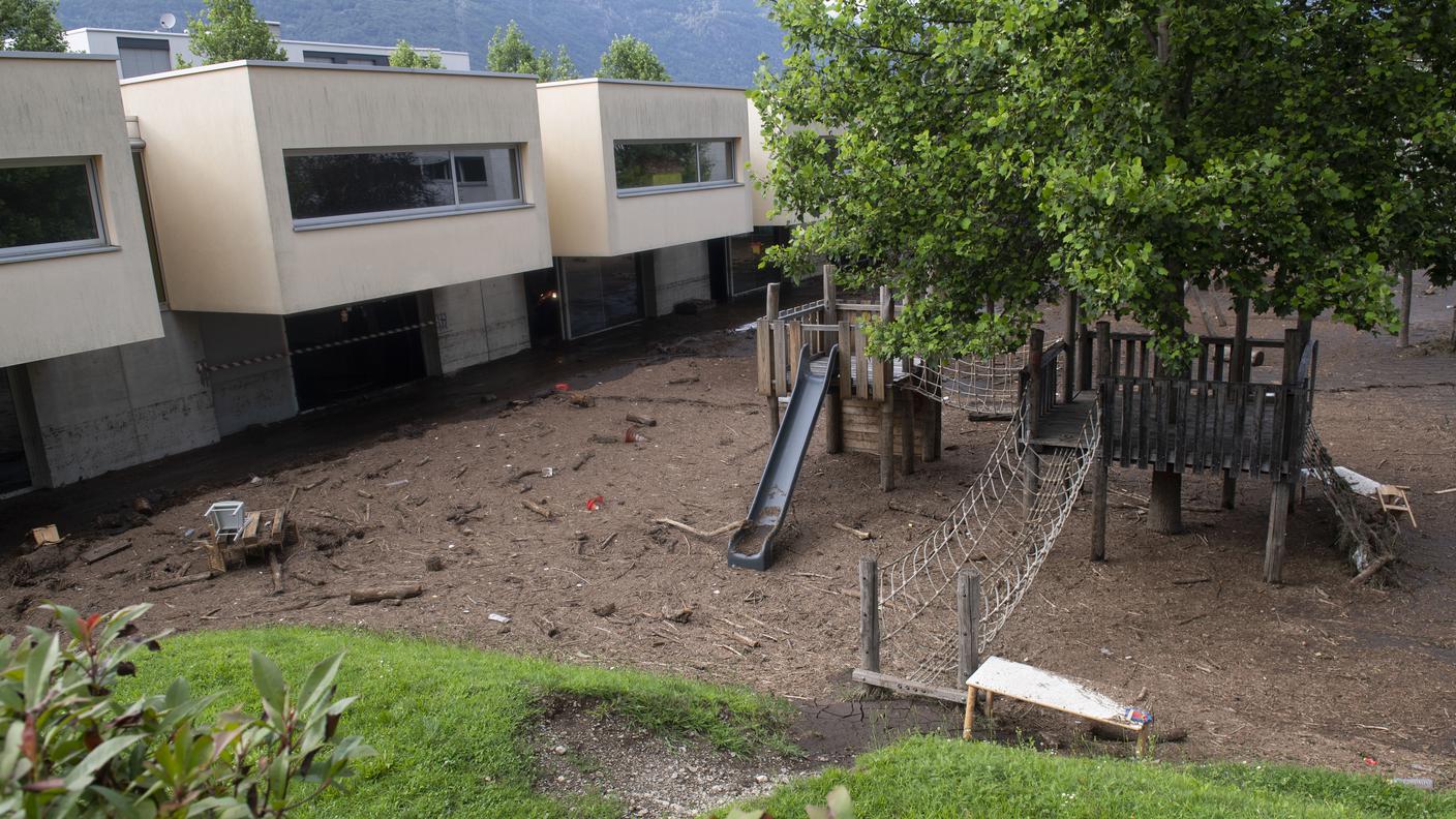 La scuola dell'infanzia Palasio a Giubiasco dopo la colata di fango