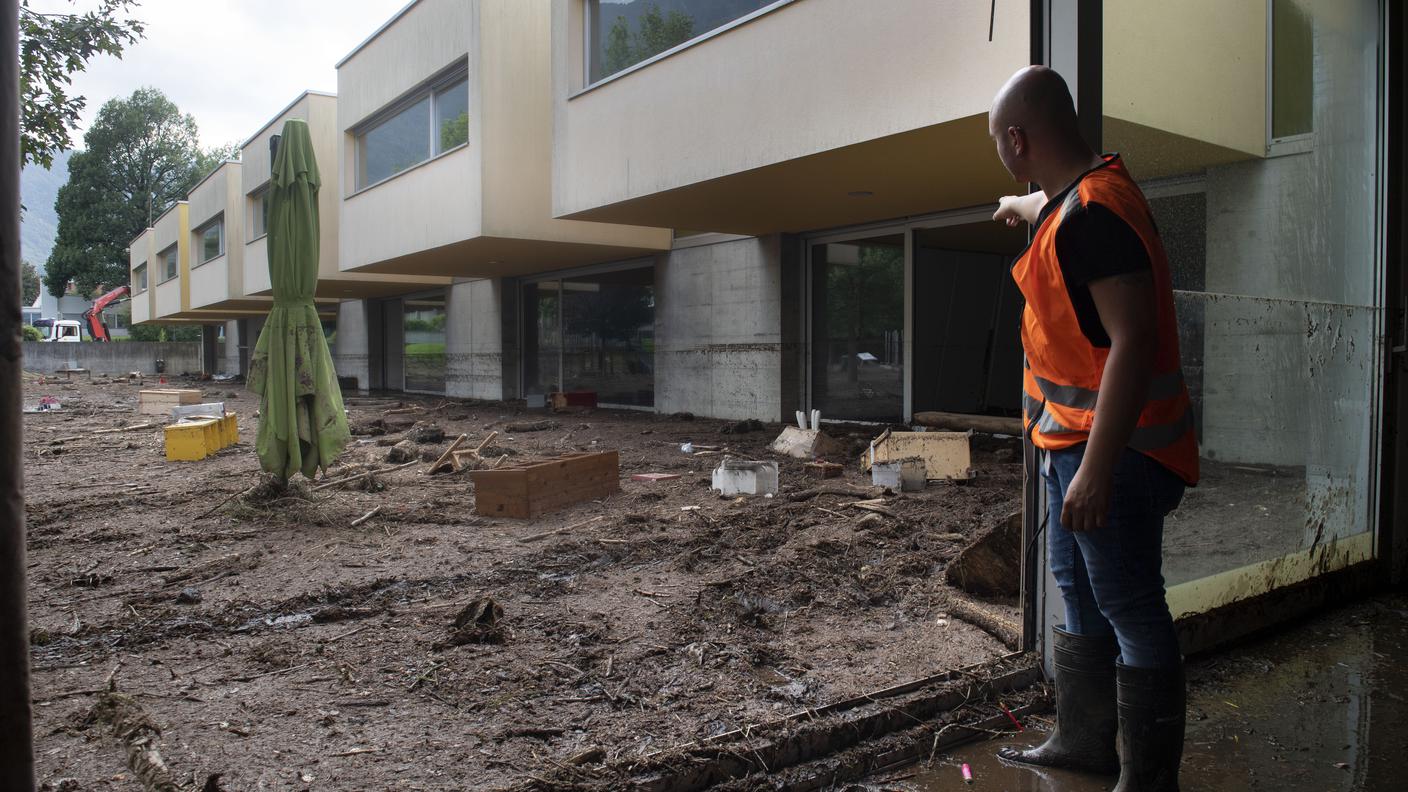 La scuola dell'infanzia Palasio a Giubiasco dopo la colata di fango