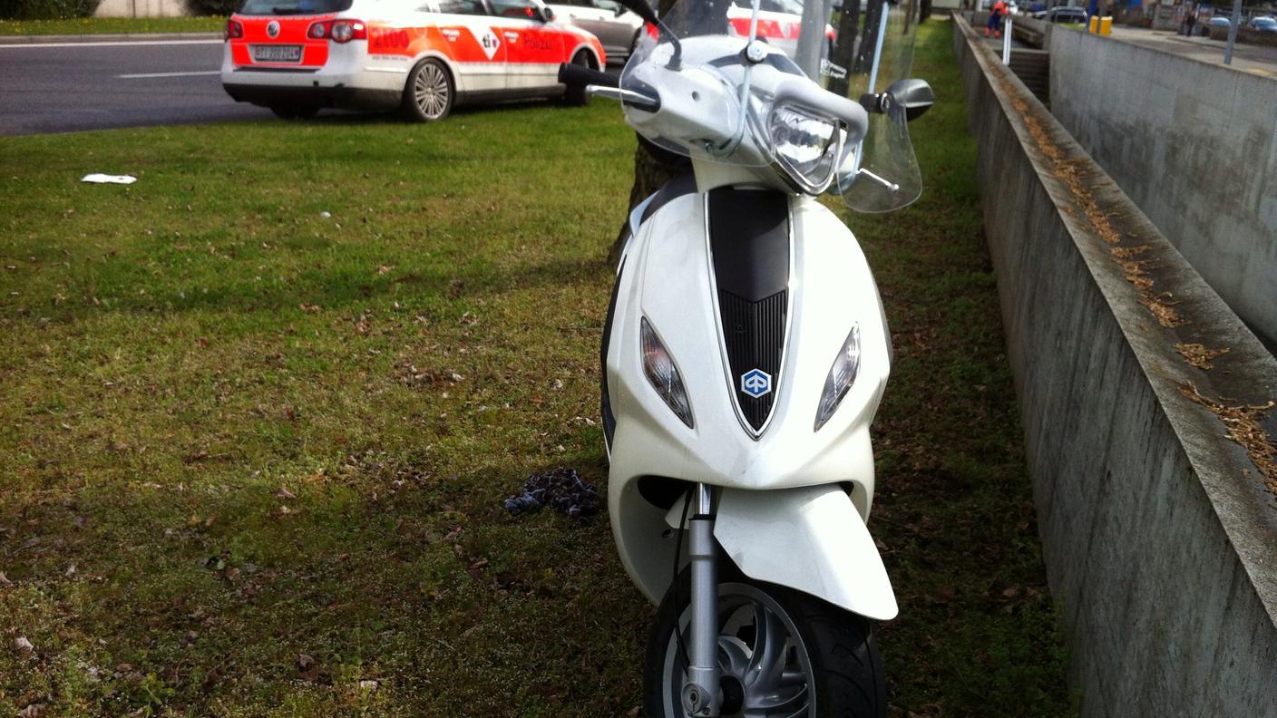 Lo scooter coinvolto nell'incidente di giovedì a Locarno