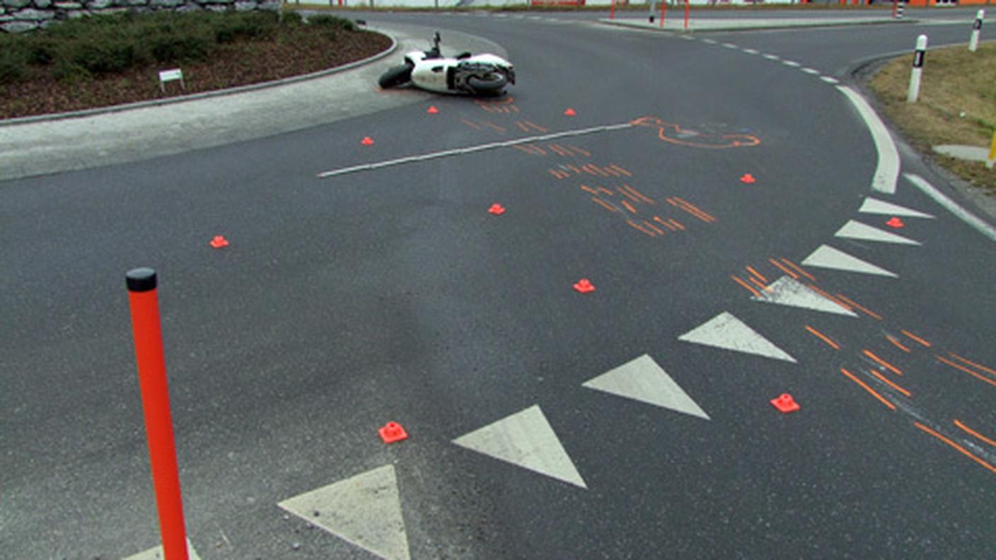 Un'immagine dello scooter caduto a Felsberg