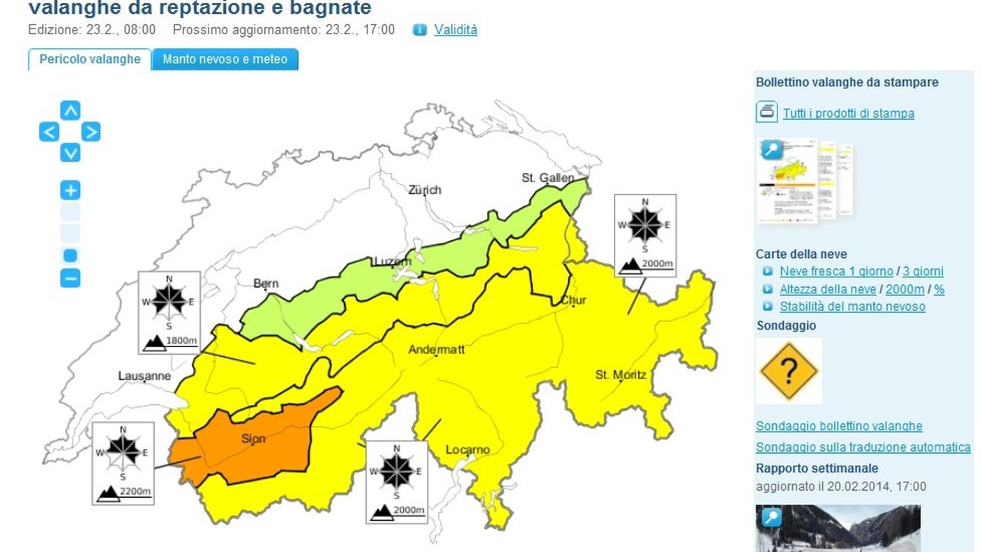 Pericolo moderato in Ticino