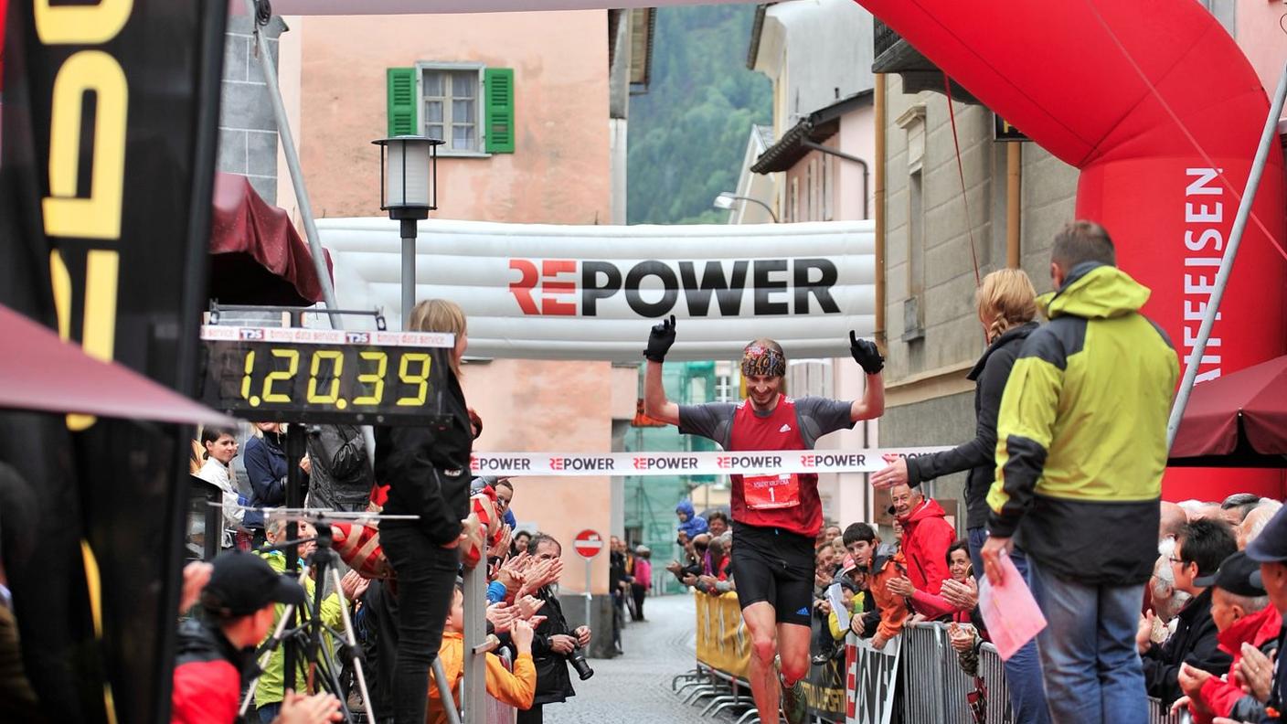 Il traguardo di Poschiavo della Skyrace 2012