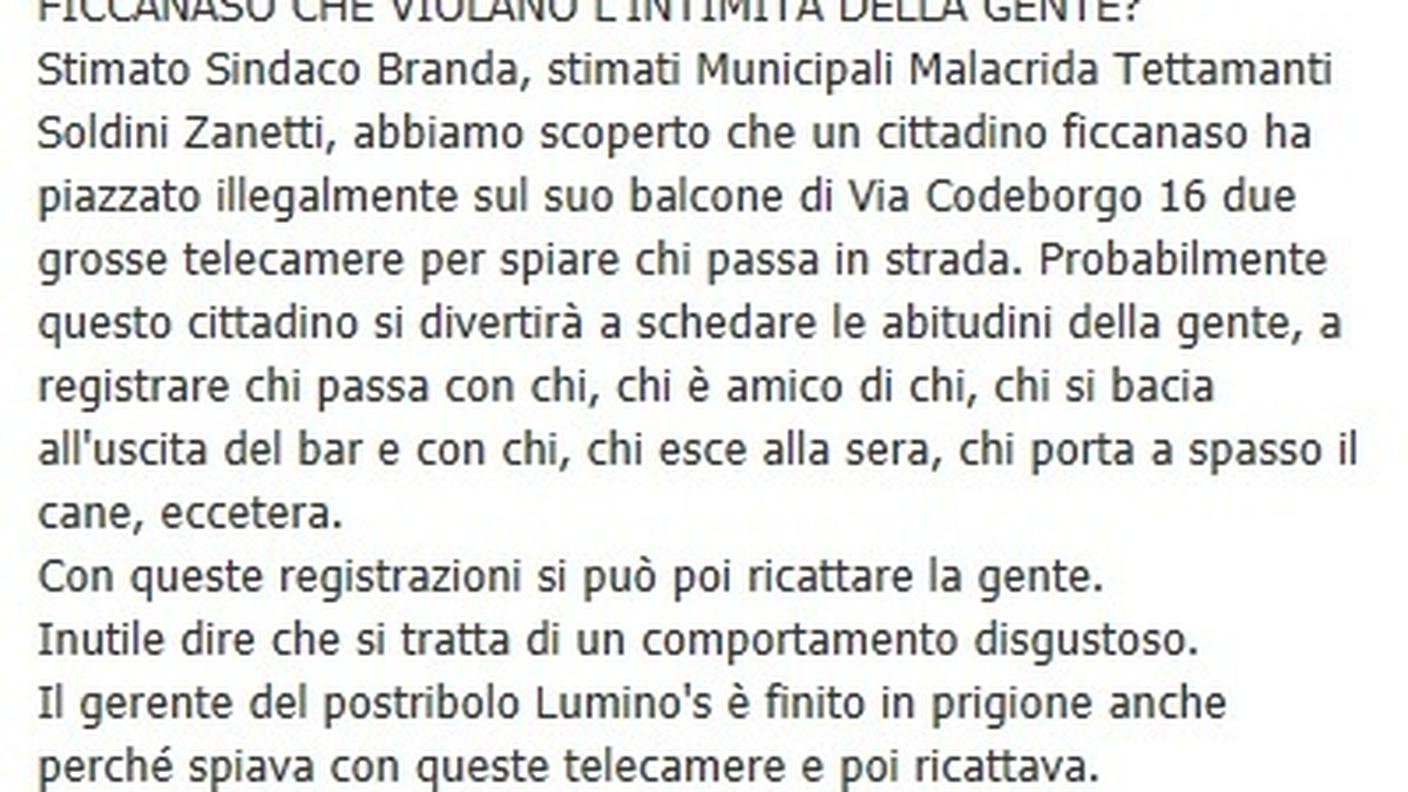 La lettera aperta sulla pagina Facebook di "A voi che state uccidendo Bellinzona, avete rotto", che ha fatto nascere l'associazione