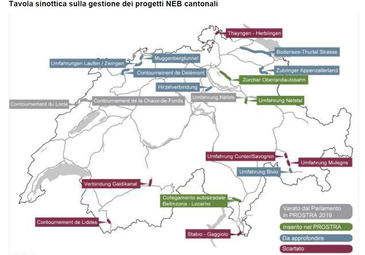 La tavola sinottica dei progetti NEB cantonali