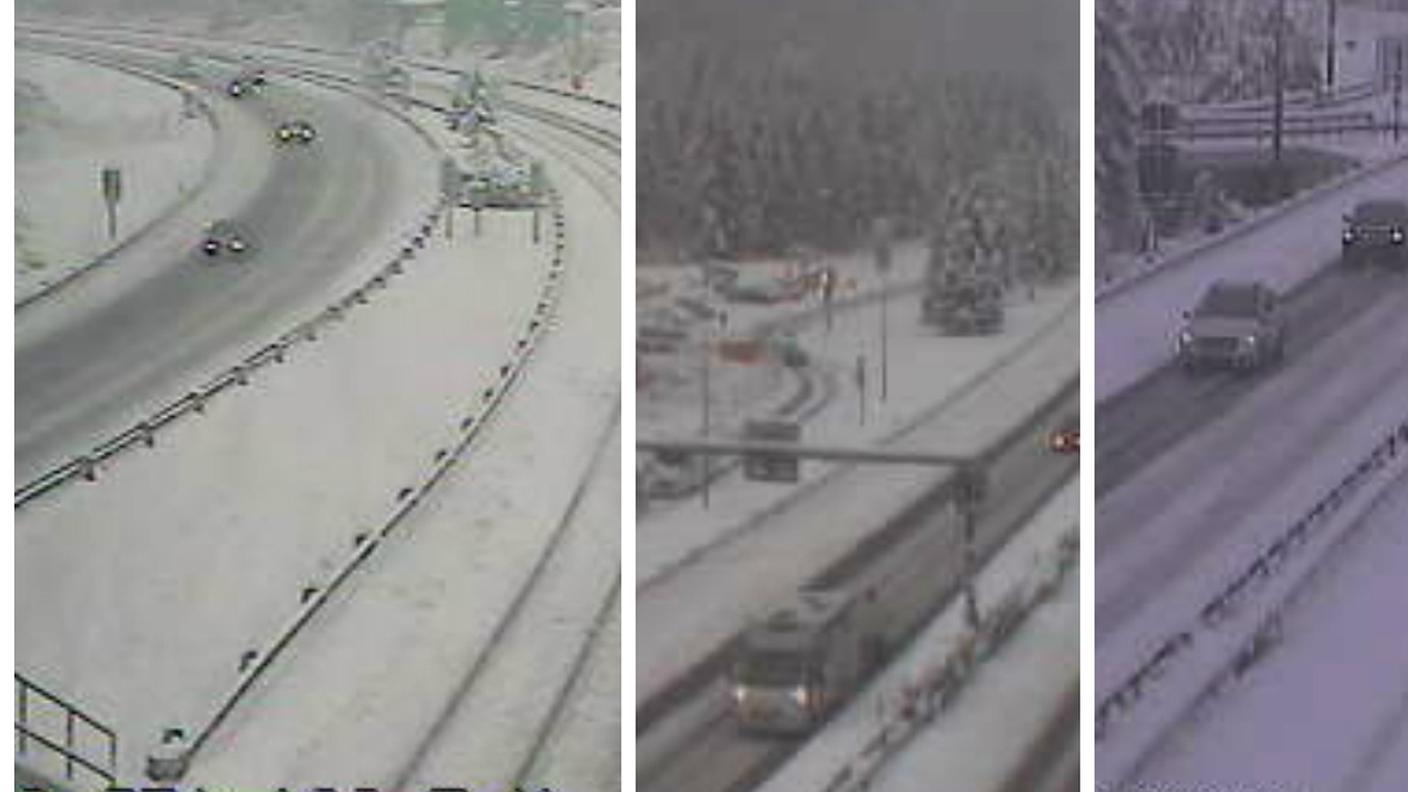 San Gottardo e Airolo, autostrada A2 innevata