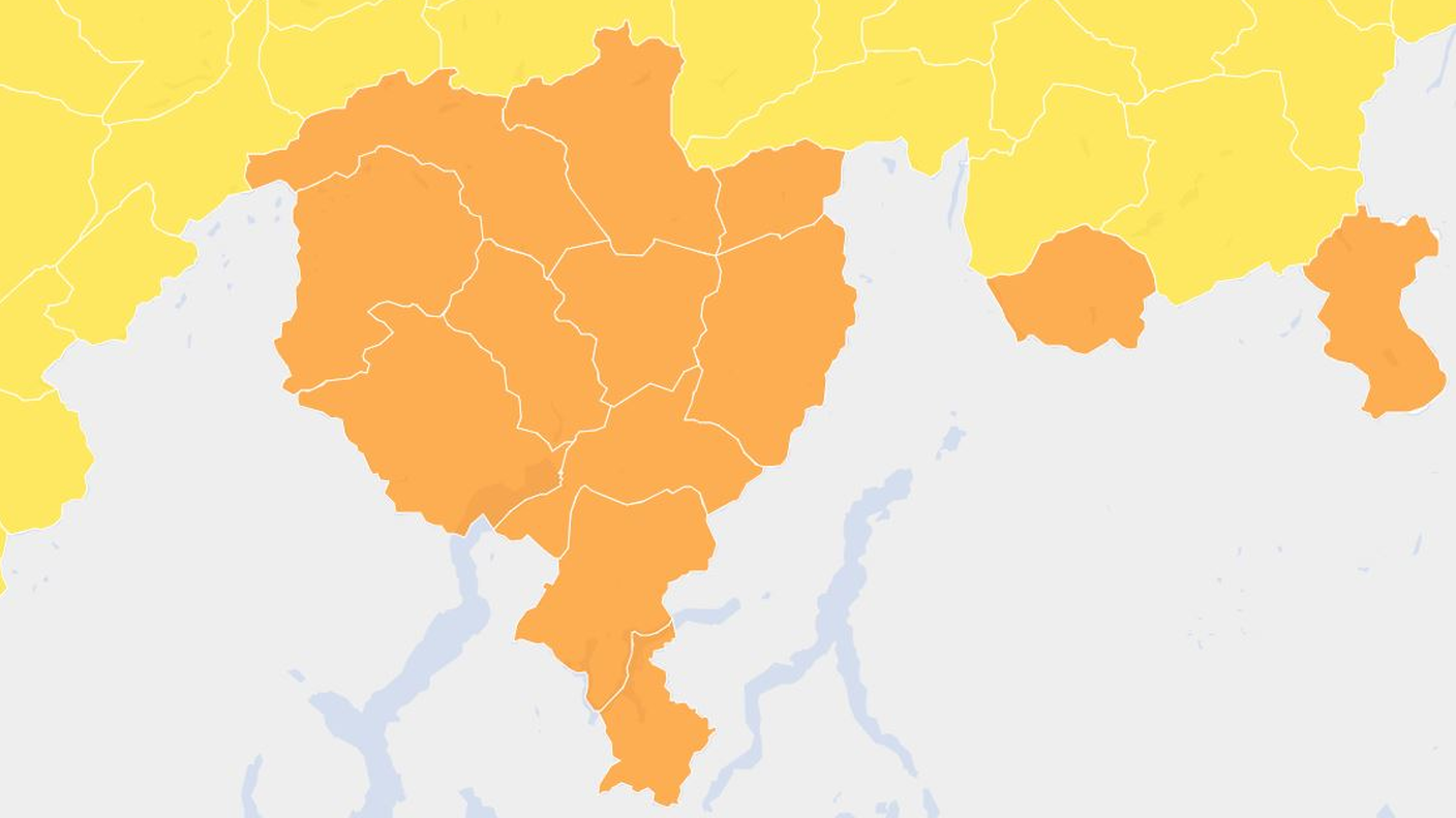 Un esempio di allerta 3 diramato per tutto il sud delle Alpi
