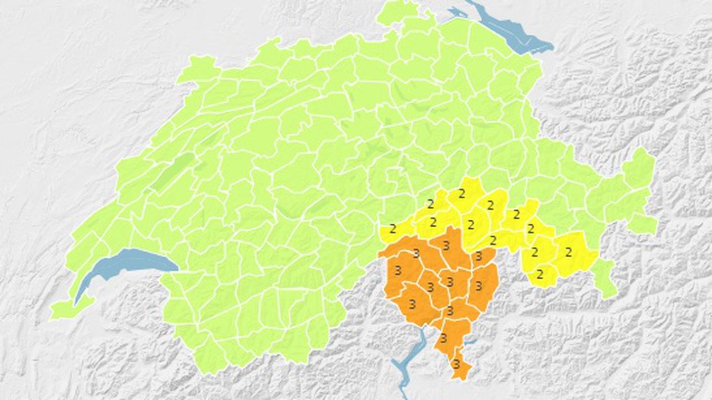 La mappa del pericolo sulla pagina di MeteoSvizzera