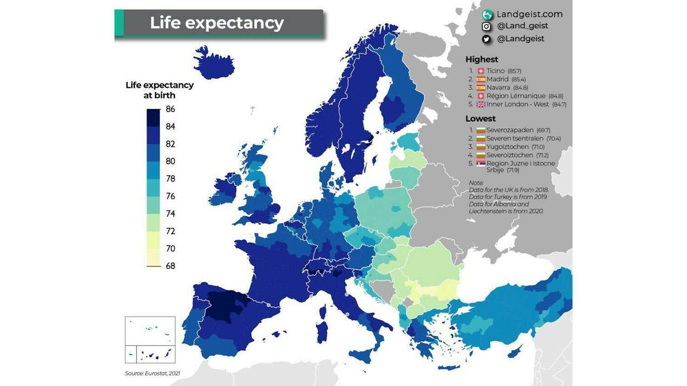 L'aspettativa di vita in Europa