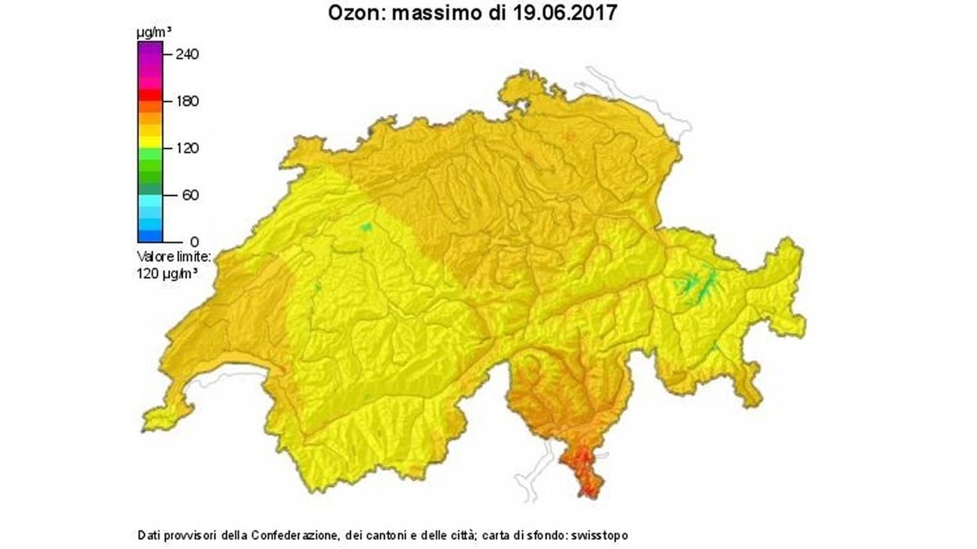 A sud delle Alpi le immissioni sono generalmente più elevate rispetto al resto della Svizzera