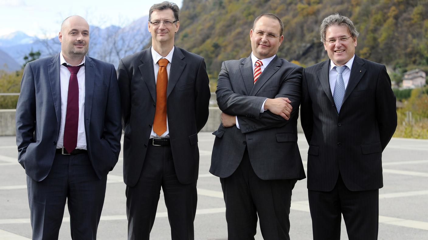 I sindaci di Giubiasco, Bellinzona e Sementina con il ministro Norman Gobbi