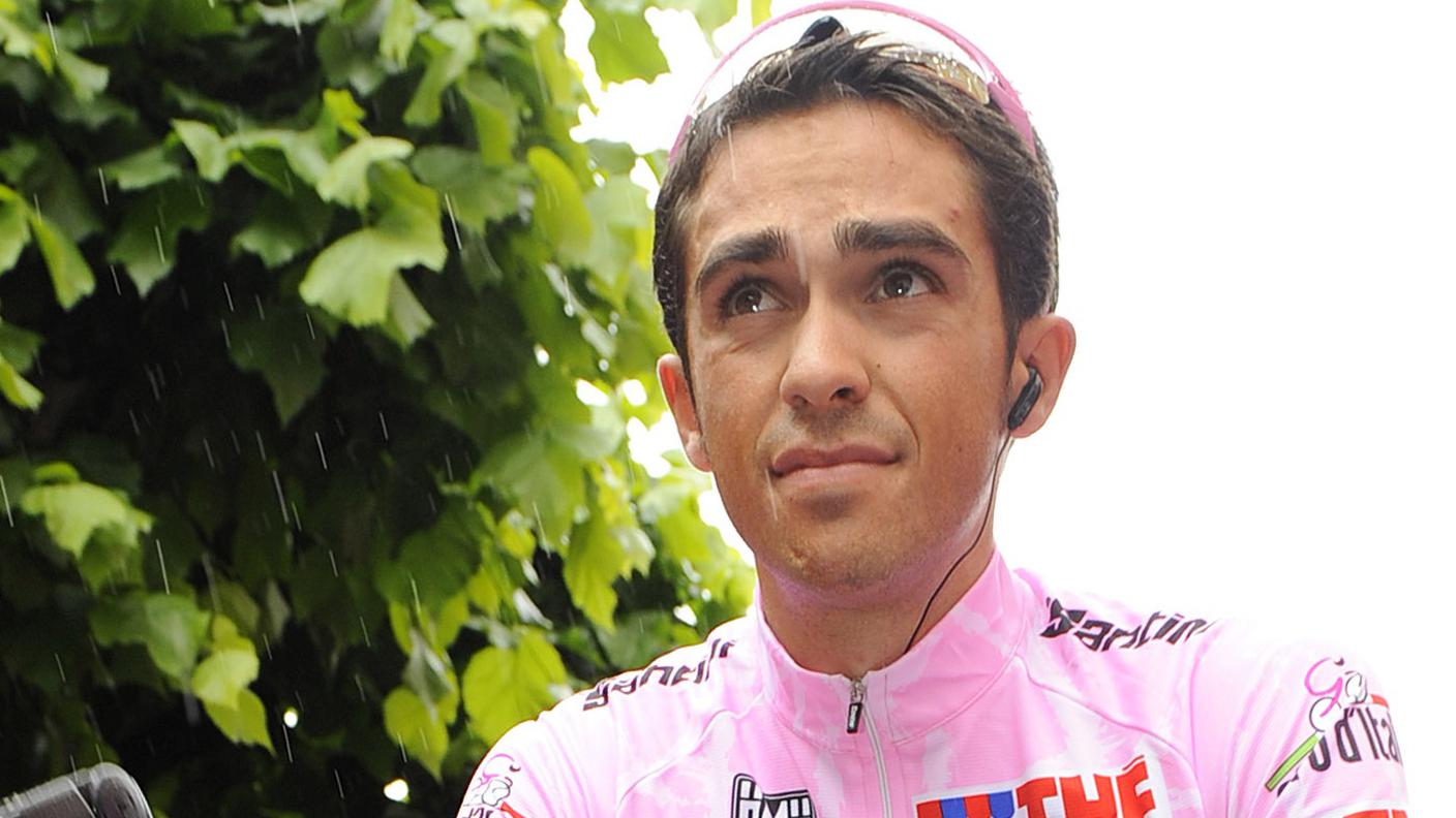 Alberto Contador in maglia rosa