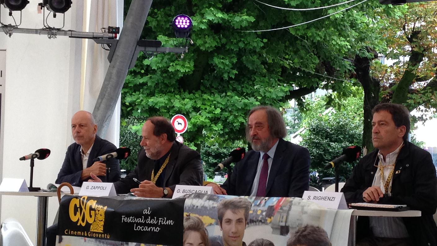 Gli organizzatori. Da sinistra: Aurelio Crivelli, Giancarlo Zappoli (direttore artistico), Gino Buscaglia (presidente) e Stelio Righenzi