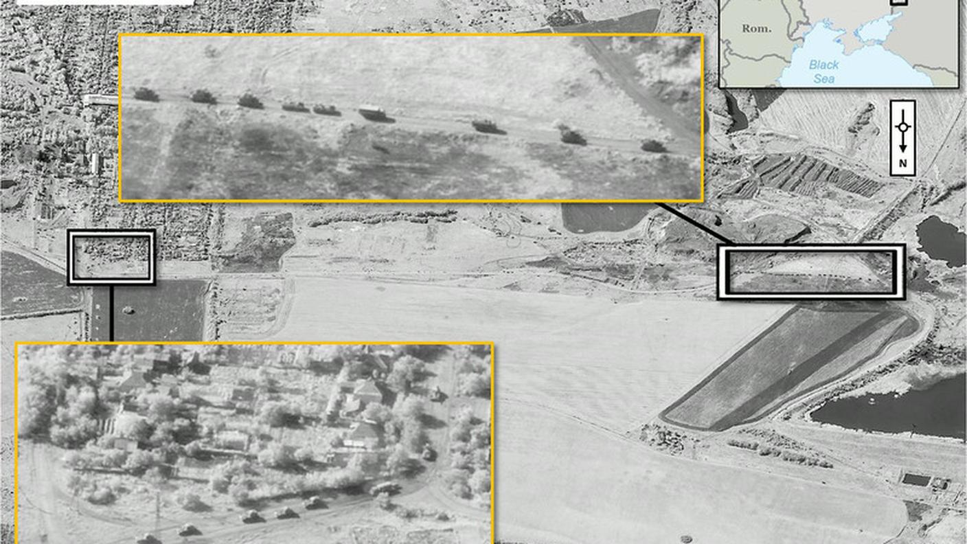 Una foto, diffusa dalla Nato, dei mezzi militari russi in Ucraina 
