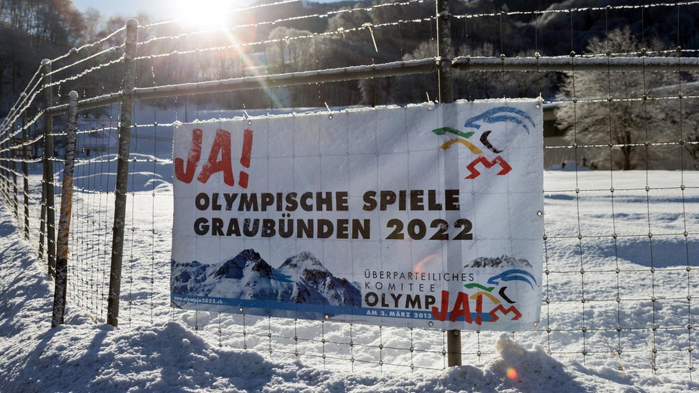 Un cartello pro-olimpiadi prima del voto del 2013