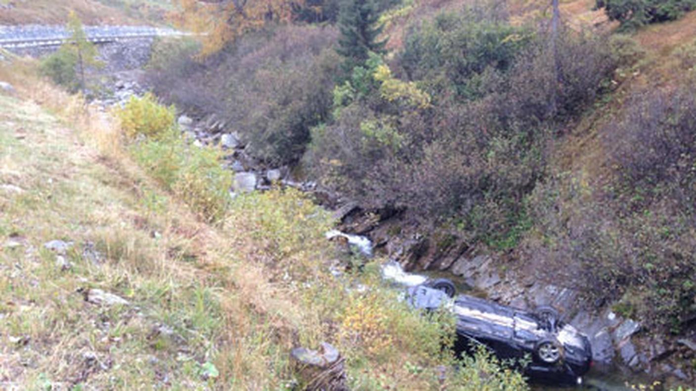 La vettura finita fuori strada