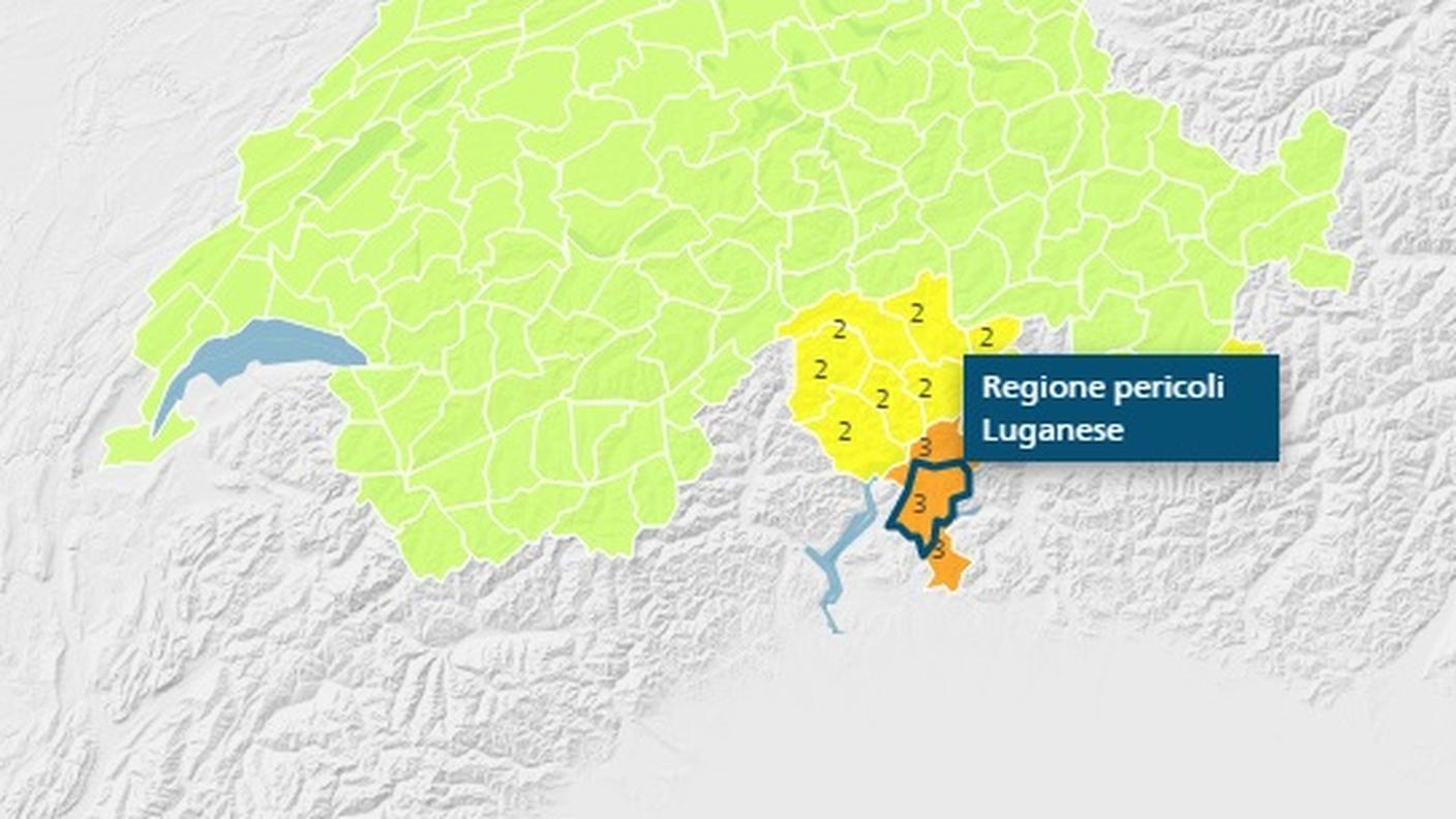 Allerta neve: la cartina di MeteoSvizzera