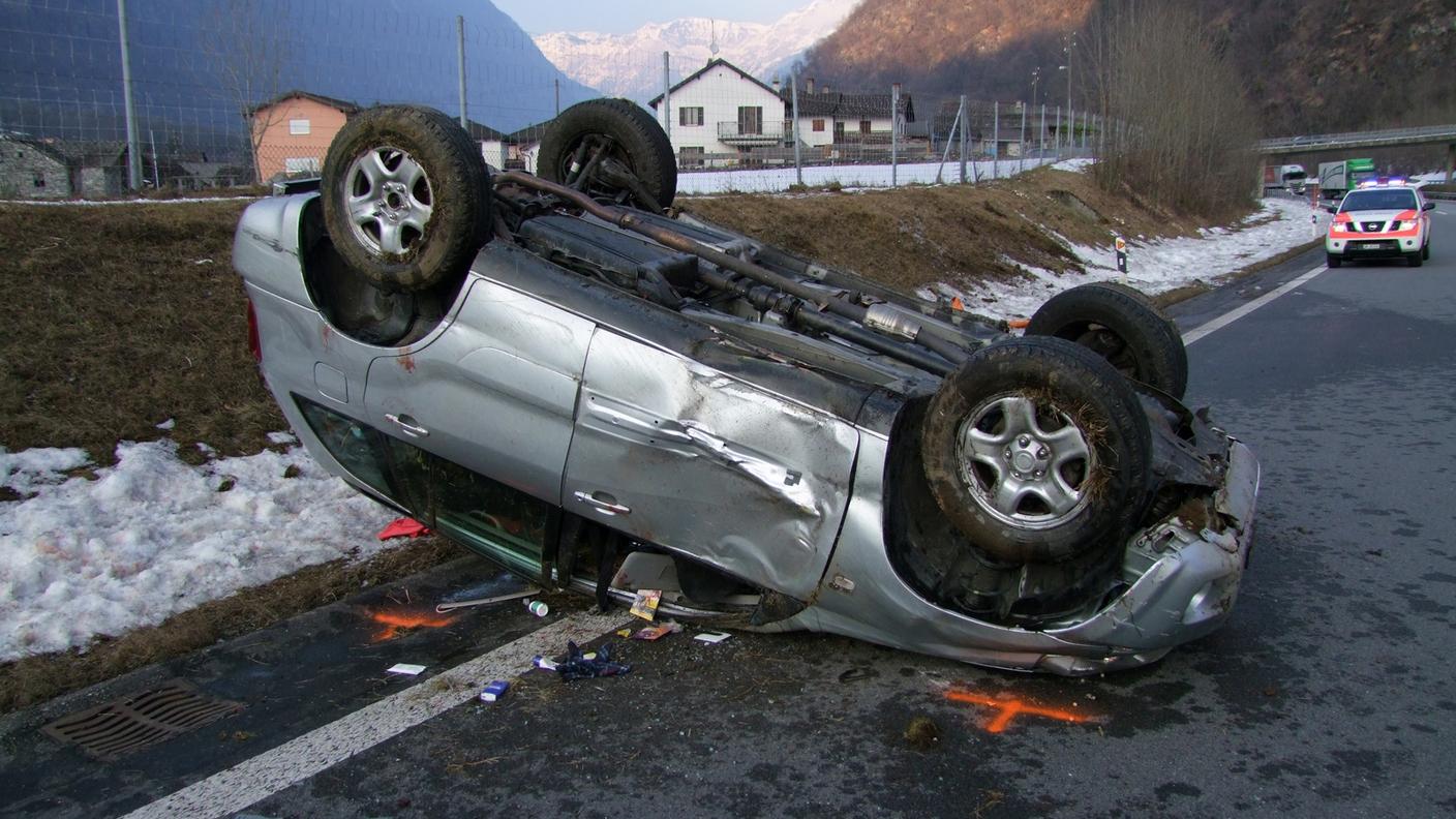 L'auto capovolta