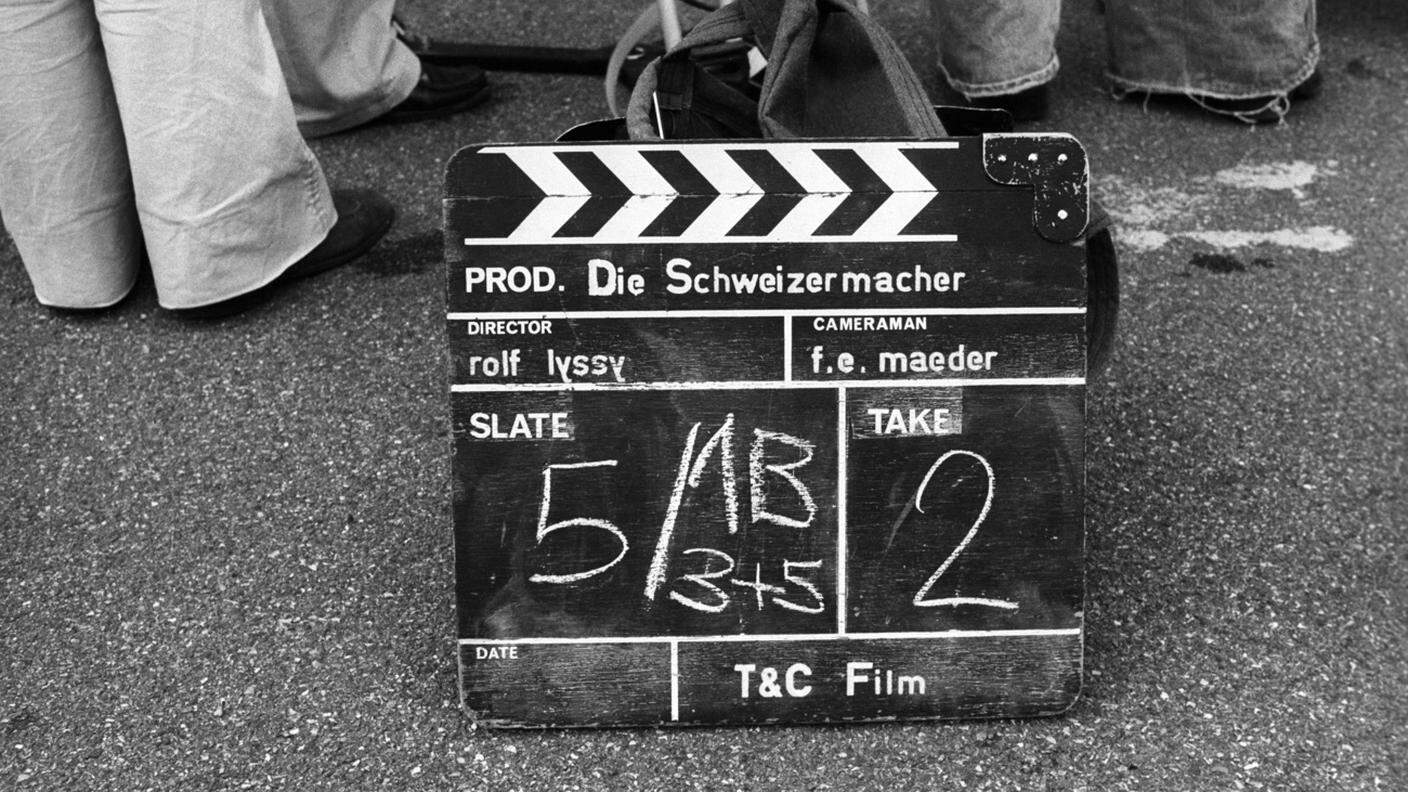 Un'immagine scattata durante le riprese del film "Die Schweizermacher"