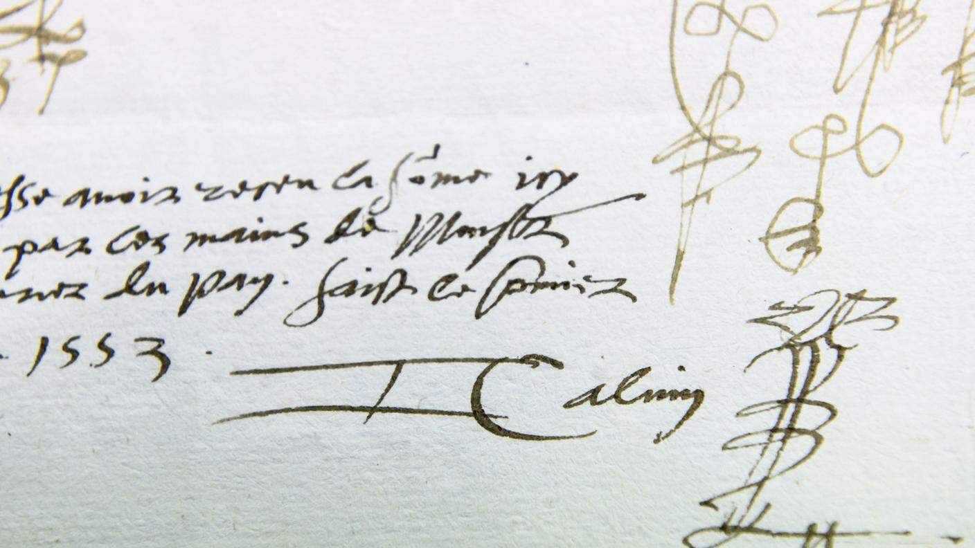 La firma di Jean Calvin